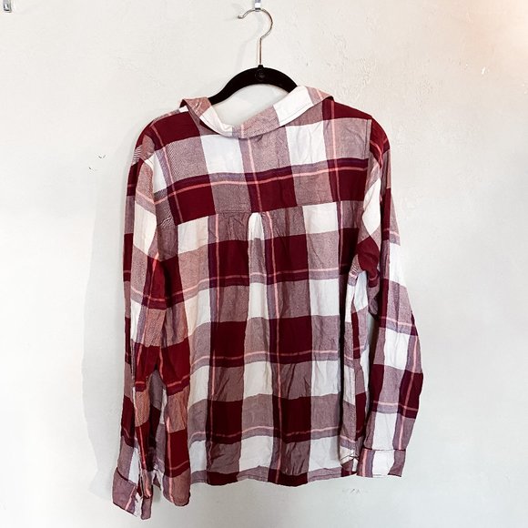 Red and White Plaid Flannel Top - Picture 4 of 5
